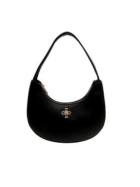 Like Dreams Black Faux Leather Noemie Half Moon Shoulder Bag